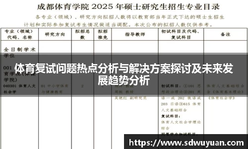 体育复试问题热点分析与解决方案探讨及未来发展趋势分析